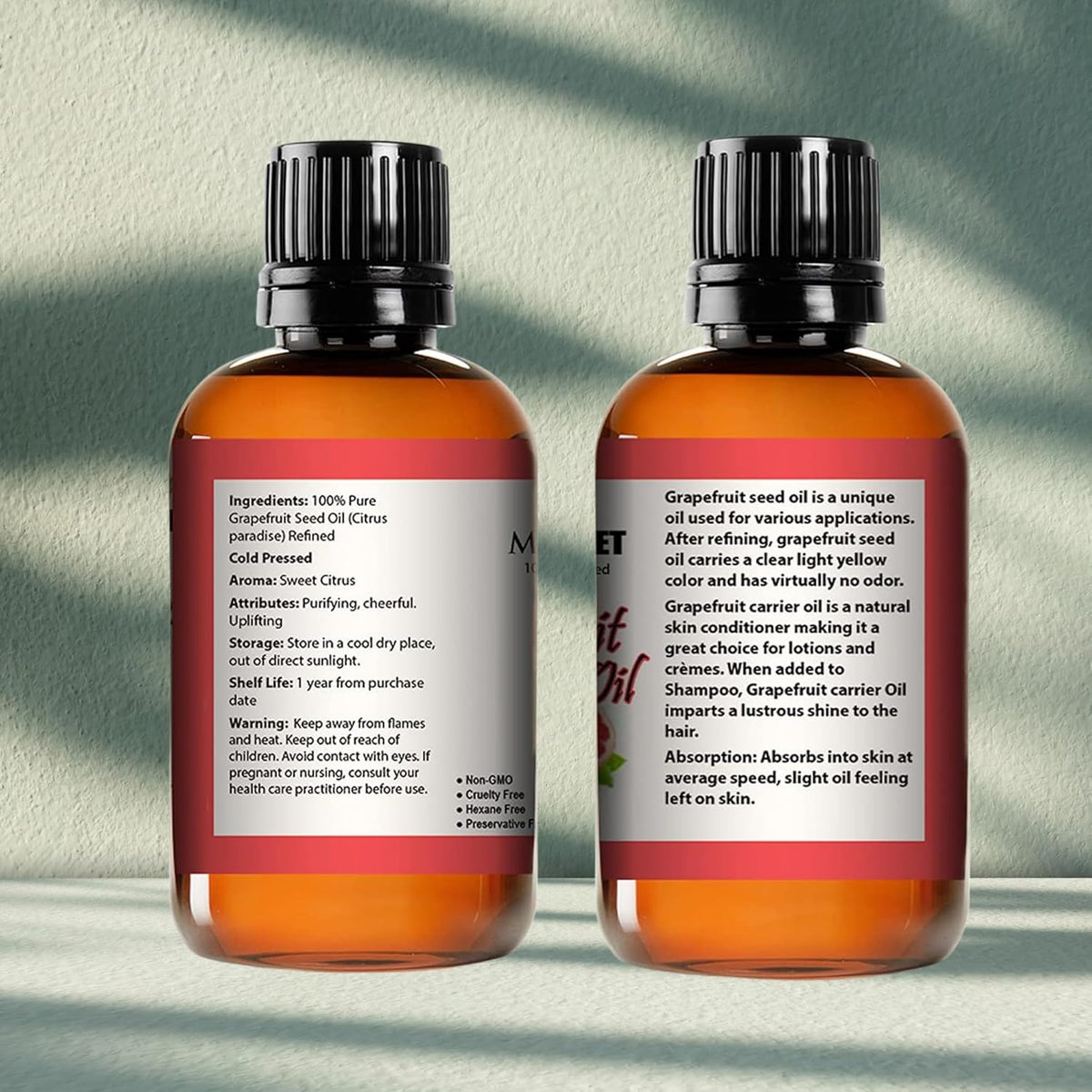 Mayan’s Secret Grapefruit Seed Oil 4 oz 120ml Pure Cold Pressed Citrus Oil for Skin Hair Body Moisturizing Lightweight Carrier Oil Glass Dropper Bottle