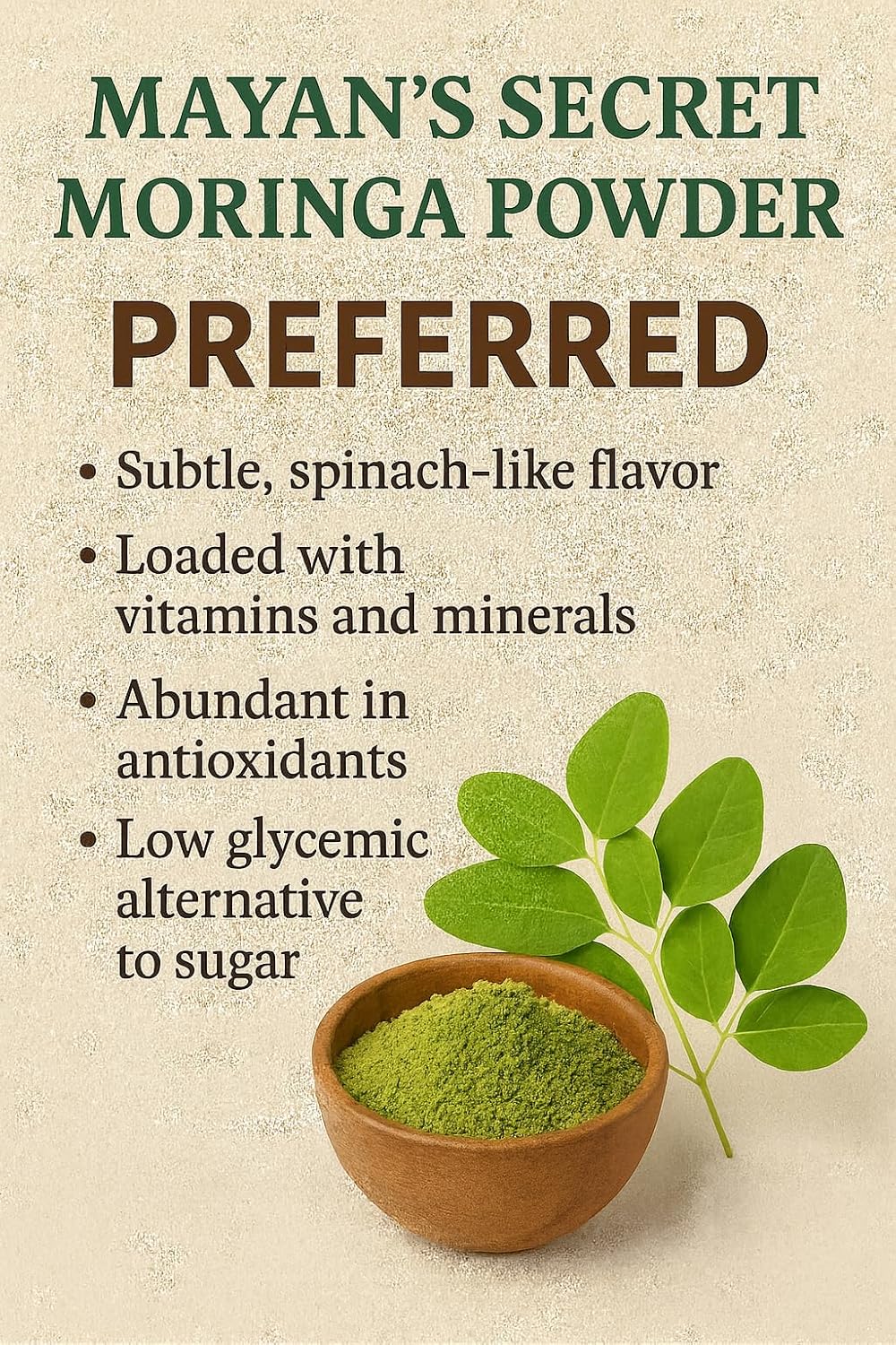 Mayan's Secret - Pure Moringa Powder Organic 12oz, Superfood for Energy &amp; Immunity | Non-GMO, Vegan, Gluten-Free
