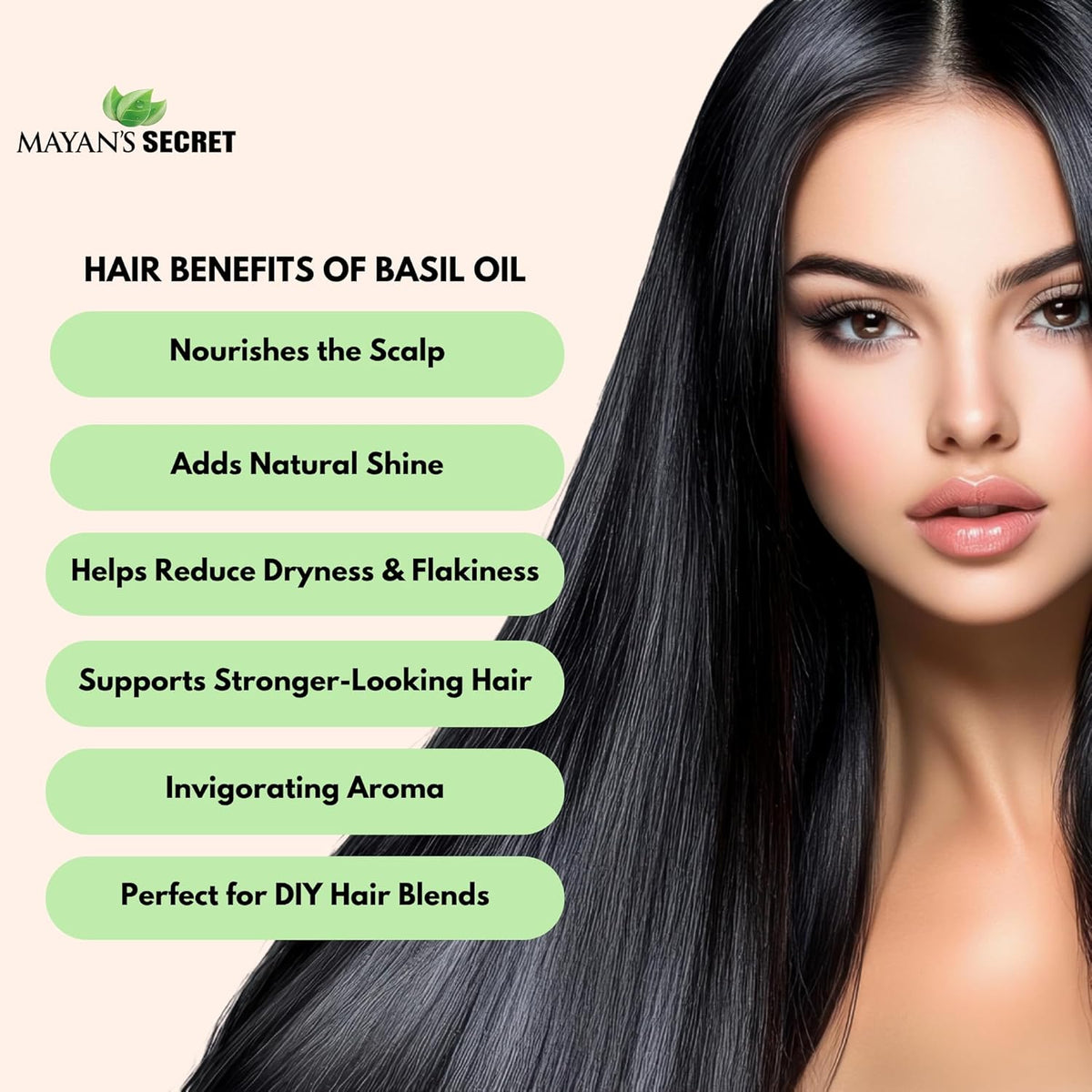 Mayan’s Secret Basil Essential Oil Pure Steam Distilled Ocimum Basilicum 4 fl oz 120 ml Aromatherapy Oil for Diffuser Massage DIY Skin and Hair Care