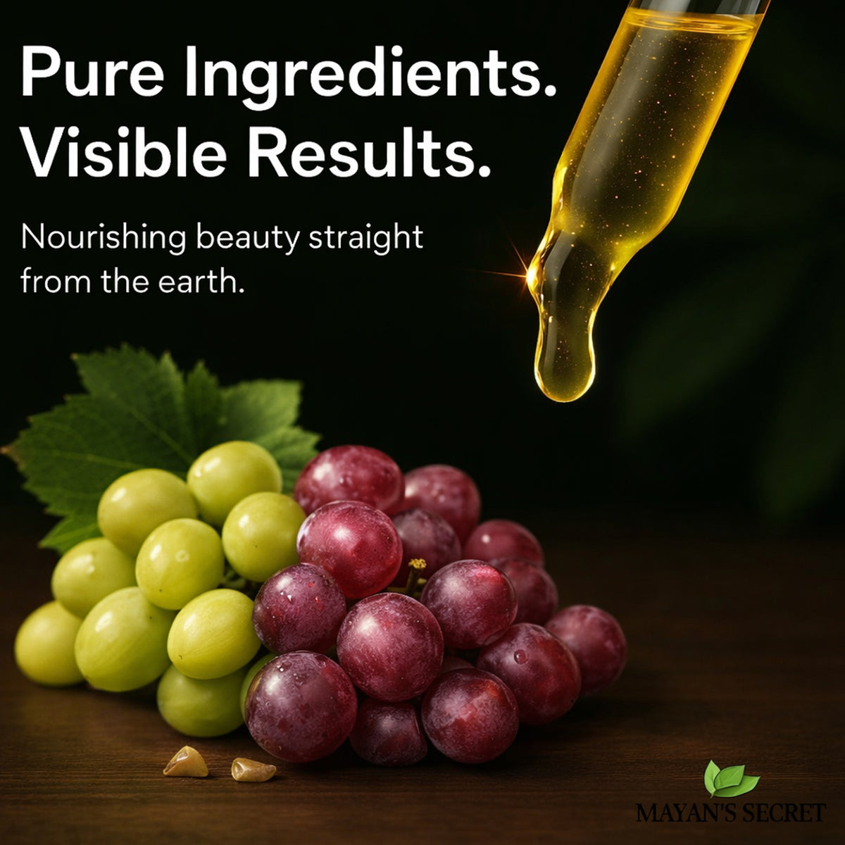 Mayan’s Secret Organic Grapeseed Oil Cold Pressed Unrefined Hexane Free 100 Percent Pure USDA Organic Carrier Oil for Hair Skin Face Scalp and Massage Glass Bottle 4oz