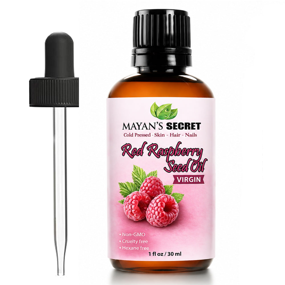 Mayan's Secret Red Raspberry Seed Oil Cold Pressed Unrefined (Virgin) Undiluted 100% Natural for face, hands,scars and breakouts (1 fl oz) (Red Raspberry Seed Oil, 1 fl oz)