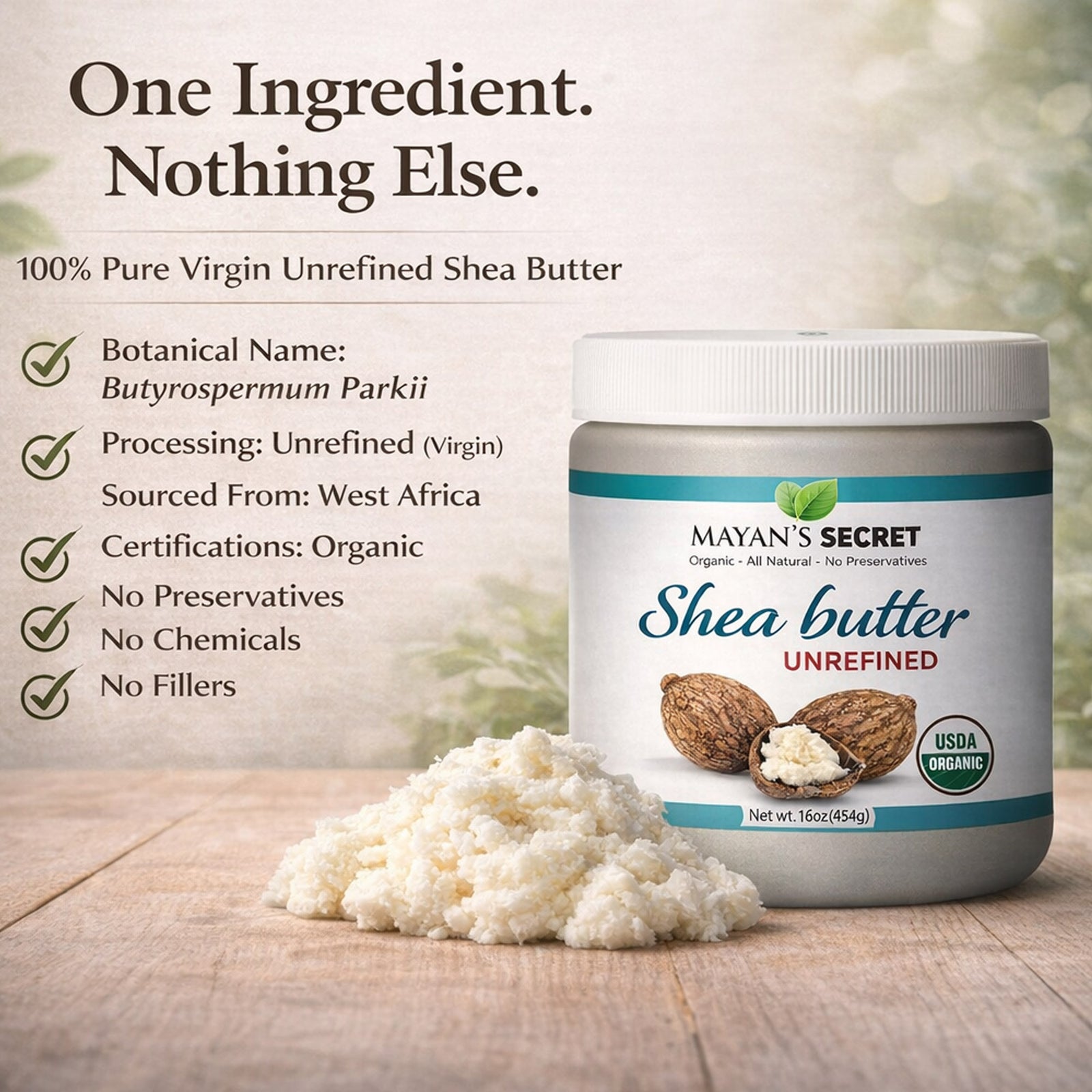 Organic Raw Shea Butter – Virgin Unrefined African Moisturizer for Dry Skin & Natural Hair 16oz Large