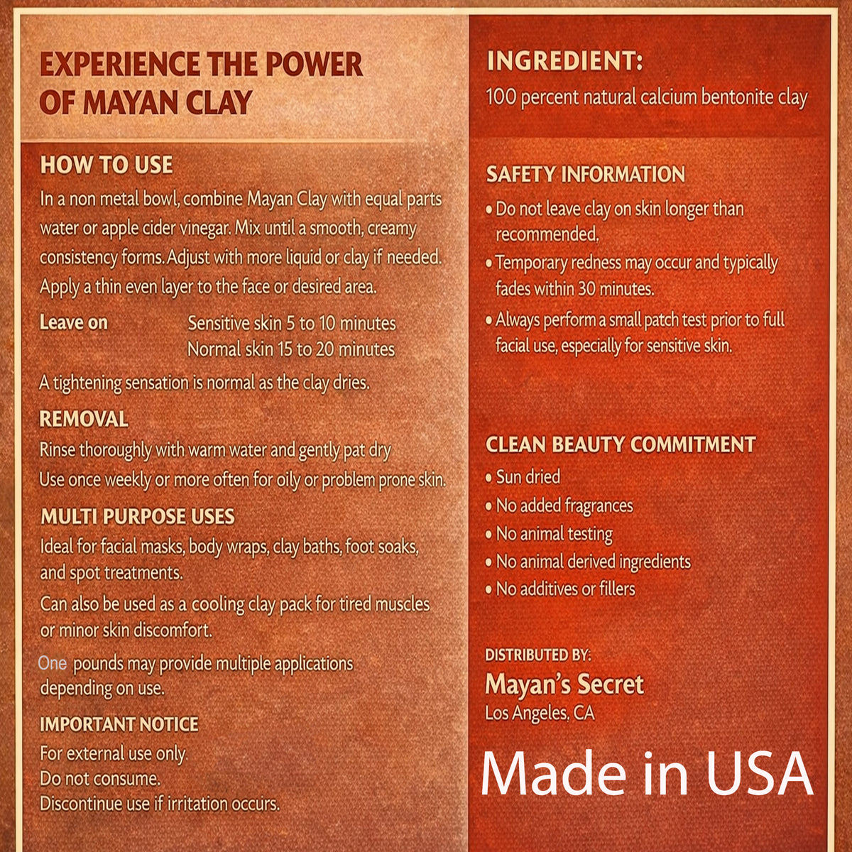 Mayan Pure Indian Healing Clay Powder - 2 Packs