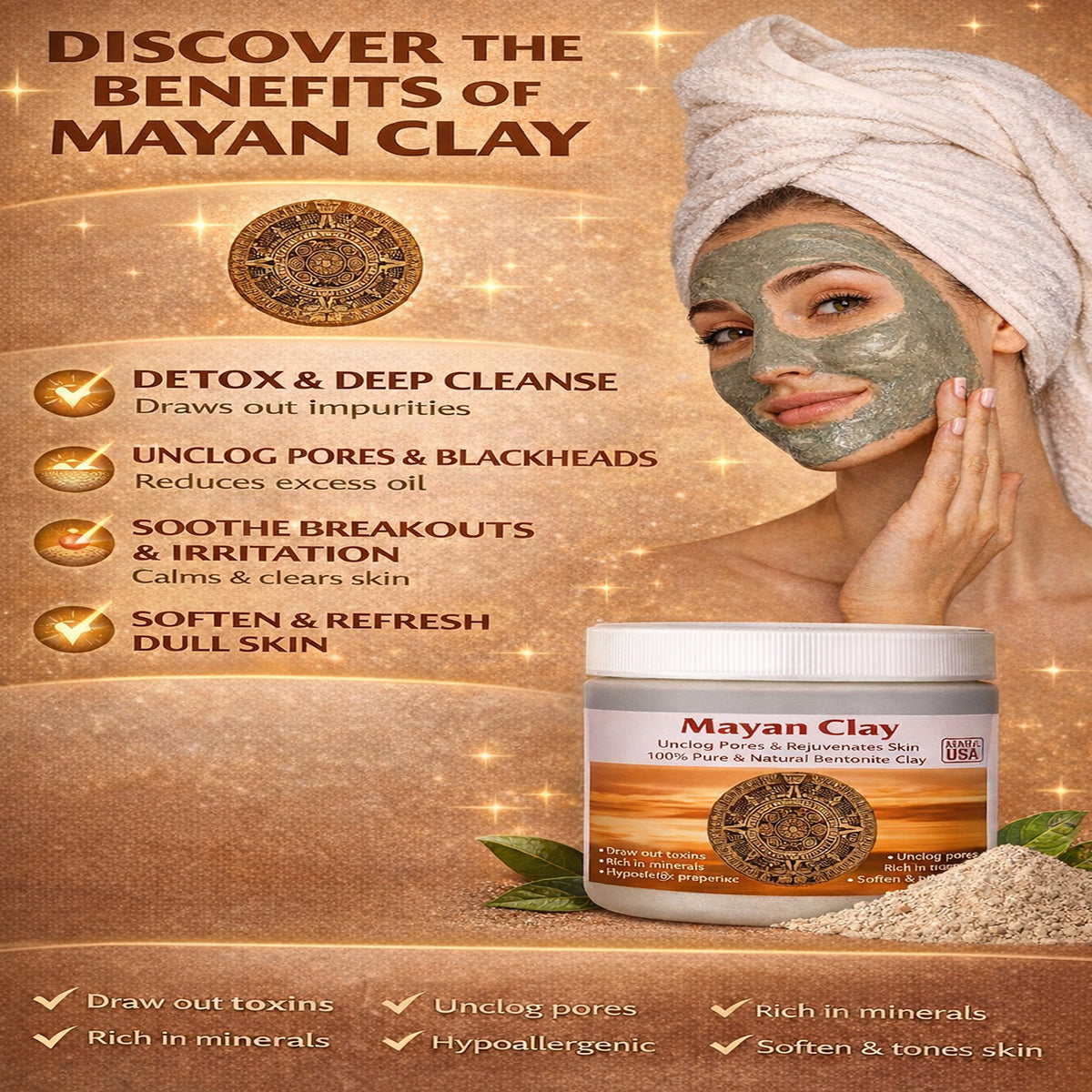 Mayan Pure Indian Healing Clay Powder Mask - 1 lb