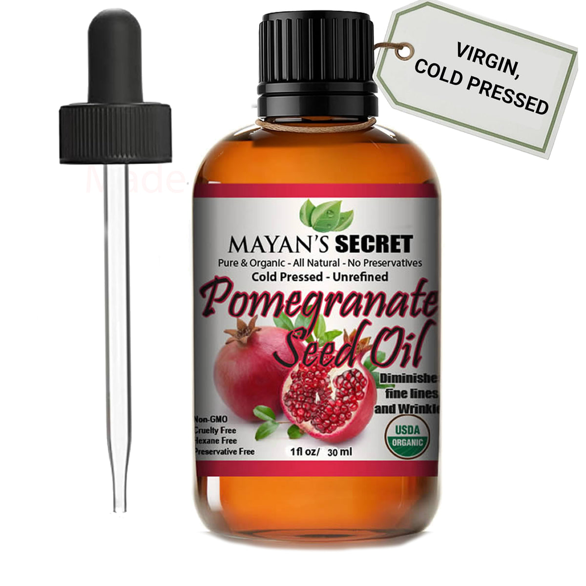 Organic Pomegranate Seed Virgin Oil - 1oz