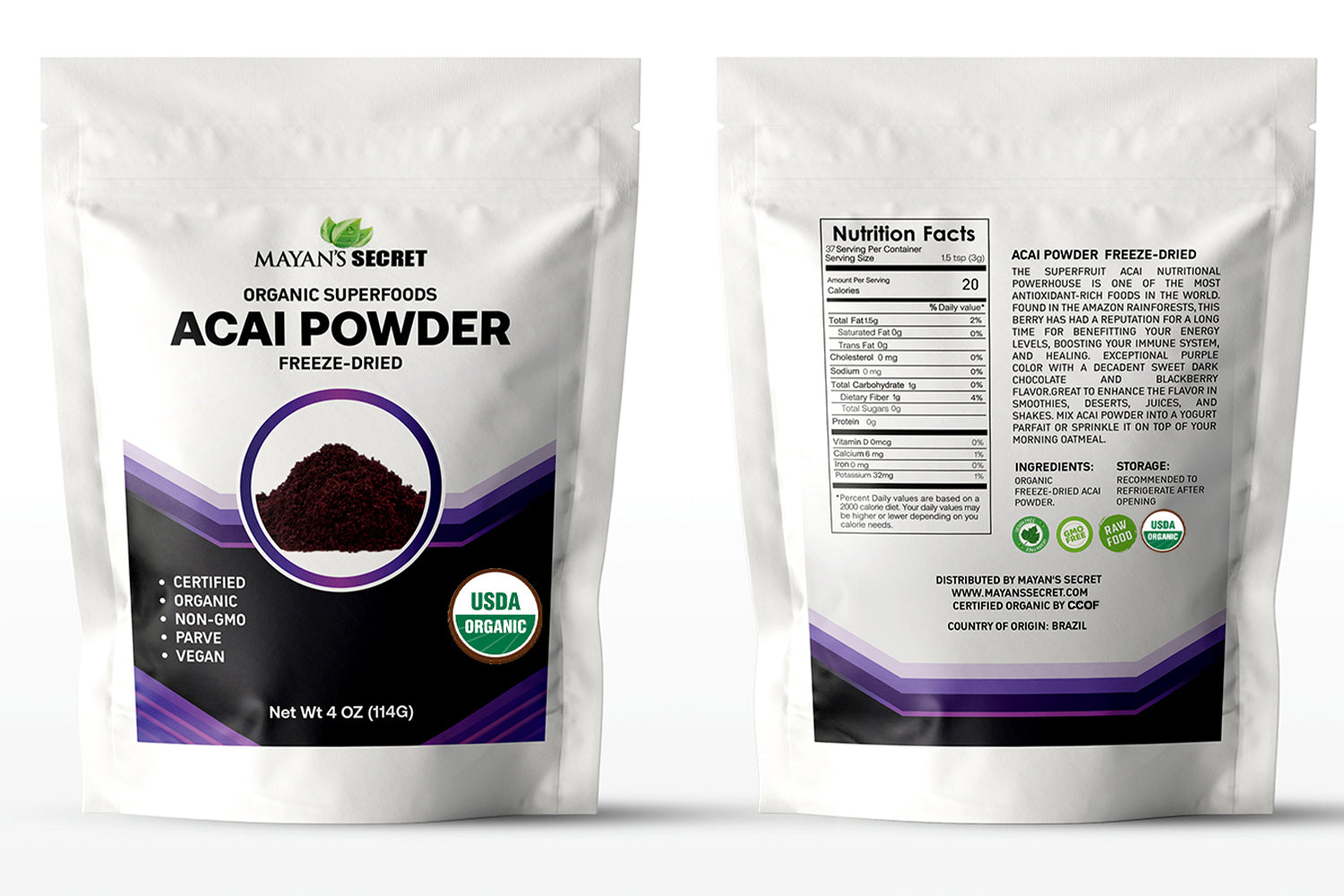 Organic Acai Powder Freeze Dried Antioxidant
