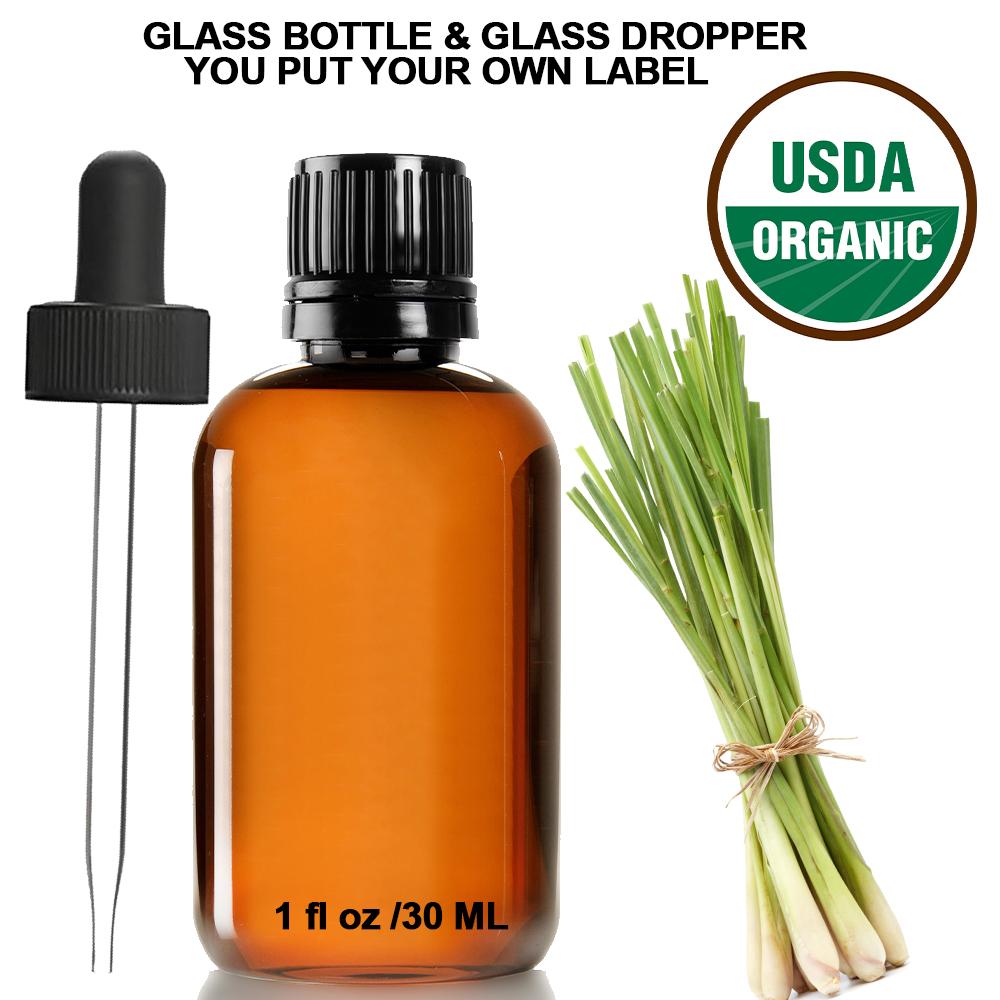 Ready to Label USDA Organic Lemongrass Pure Essential Oil